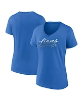 Fanatics Women's Blue Detroit Lions Slice Script V-Neck T-Shirt