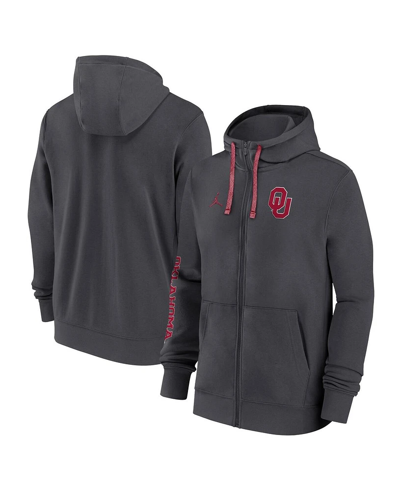 Jordan Men's Anthracite Oklahoma Sooners 2024 Sideline Full-Zip Hoodie