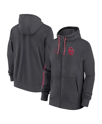 Jordan Men's Anthracite Oklahoma Sooners 2024 Sideline Full-Zip Hoodie