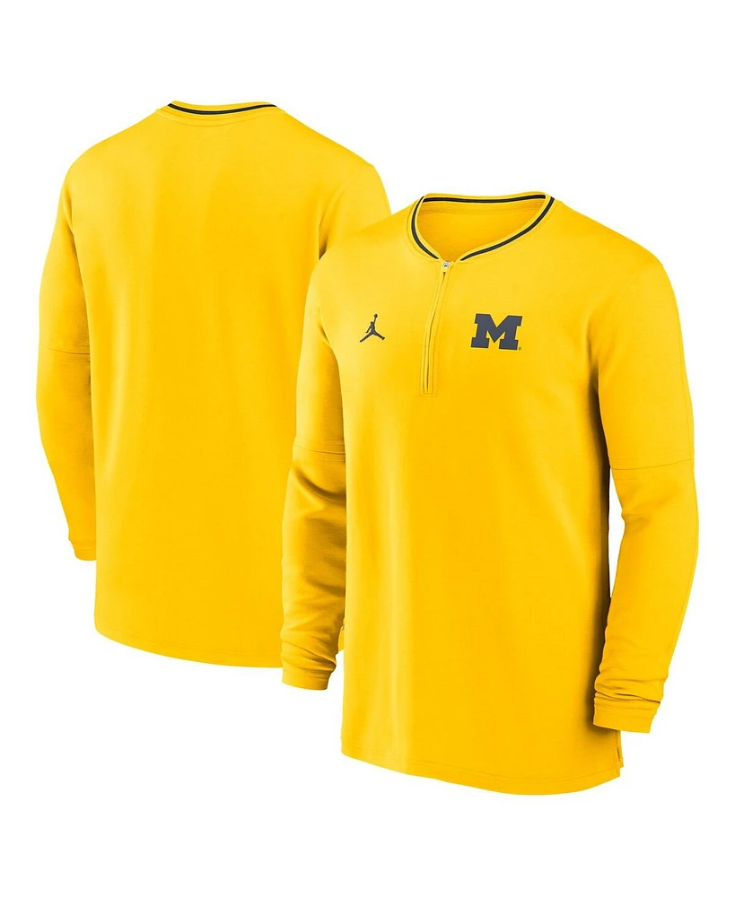 Jordan Men's Maize Michigan Wolverines 2024 Sideline Coach Performance Half-Zip Long Sleeve Top