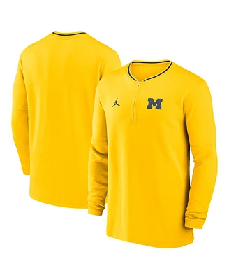 Jordan Men's Maize Michigan Wolverines 2024 Sideline Coach Performance Half-Zip Long Sleeve Top