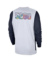 Nike Men's White/Navy Denver Nuggets 2024/25 City Edition Authentic Pregame Performance Long Sleeve Shooting T-Shirt