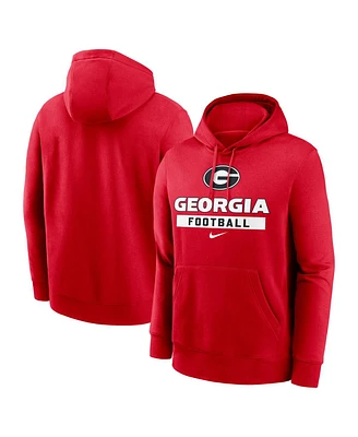 Nike Men's Red Georgia Bulldogs Football Stack Club Fleece Pullover Hoodie