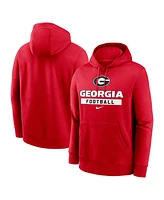 Nike Men's Red Georgia Bulldogs Football Stack Club Fleece Pullover Hoodie