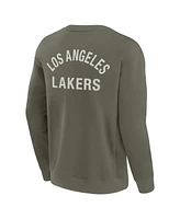 Fanatics Men's and Women's Olive Los Angeles Lakers Super Soft Pullover Crew Sweatshirt