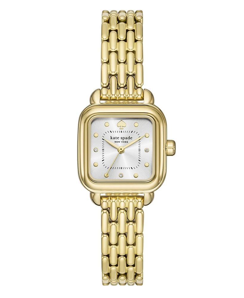 Kate Spade New York Women's Gracie Square Three-Hand Gold-Tone Stainless Steel Watch, 25mm