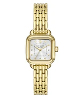 Kate Spade New York Women's Gracie Square Three-Hand Gold-Tone Stainless Steel Watch, 25mm