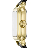 Kate Spade New York Women's Gracie Square Three-Hand Black Leather Watch, 25mm