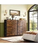 Wlive Tall Dresser for Bedroom with 12 Drawers Dressers & Chests of Fabric Closet Storage Draw