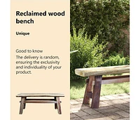 Bench Mixed Recycled Wood and Solid Teak 39.4"x11"x16.9"