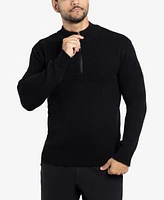 X-Ray Men's Mock Neck Texture Quarter Zip Knitted Sweater
