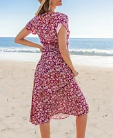 Cupshe Women's Ditsy Smocked Waist Midi Beach Dress