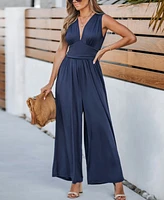 Cupshe Women's Plunging Sleeveless Wide Leg Jumpsuit