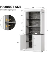 gaomon Industrial Bookshelves 71 in Tall Bookcases with Doors