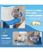 Gymax 54'' Cat Tree Tower w/ Sisal Scratching Posts Bell Cat Perch Cat Condo