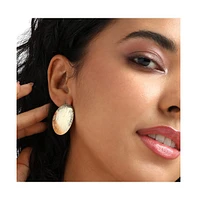 Textured Lined Circular Stud Earrings