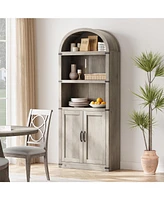 gaomon Bookcase with Doors Arched Bookshelf 71.65in Tall Bookcase Farmhouse Cabinet