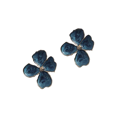 Sohi Enamelled Flora Stud Earrings