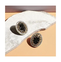 Sohi Embellished Cluster Oval Stud Earrings