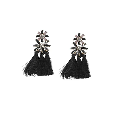 Sohi Crystal Tassel Drop Earrings