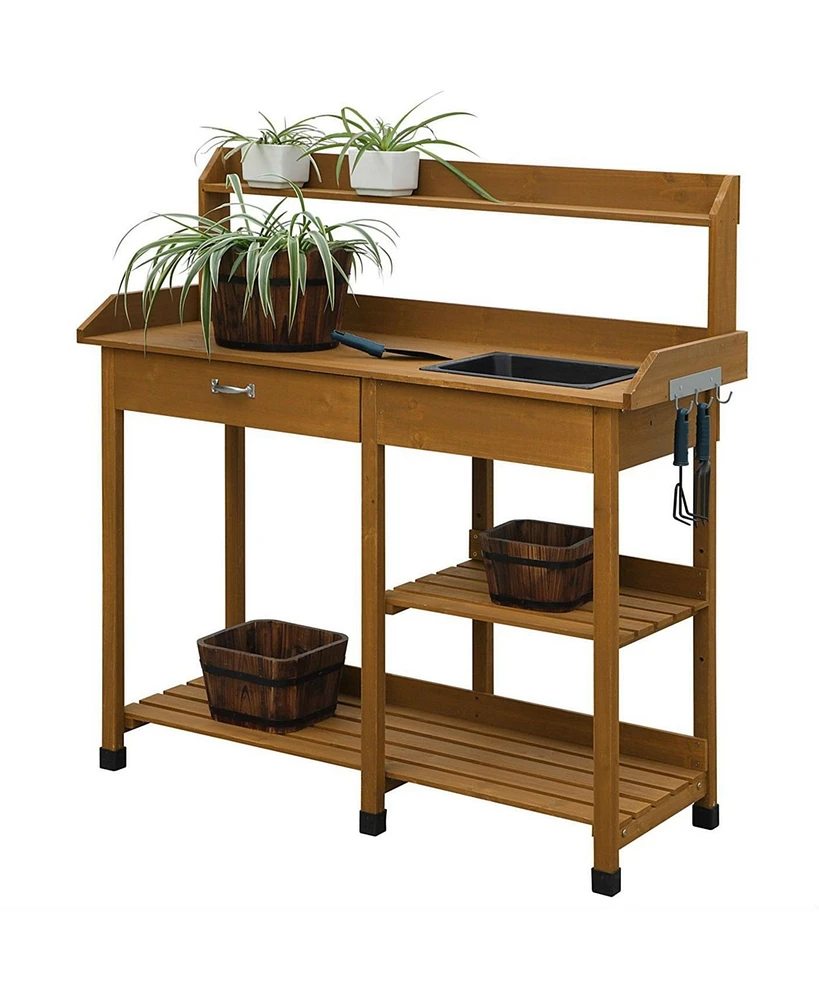 Slickblue Potting Bench Work Table with Sink for Outdoor Gardening and Plant Care