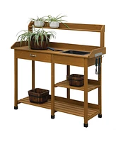 Slickblue Potting Bench Work Table with Sink for Outdoor Gardening and Plant Care