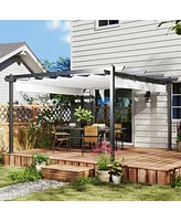Outsunny 13' x Aluminum Pergola with Retractable Canopy,