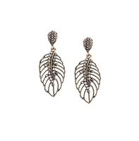 Intricate Crystal Leaf Drop Earrings