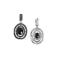 Sohi Embellished Lined Oval Drop Earrings