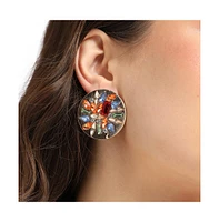 Sohi Circular Crystal Stud Earrings