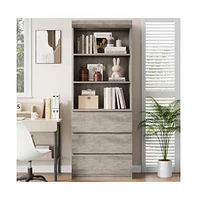 gaomon Bookcase with Drawers 70.27 Inches Tall Bookshelf Farmhouse Bookcases