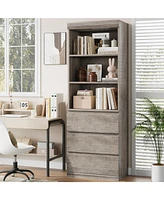 gaomon Bookcase with Drawers 70.27 Inches Tall Bookshelf Farmhouse Bookcases