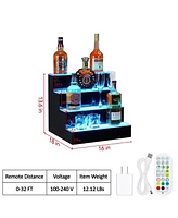 gaomon 16-Inch 4-Tier Led Wine Display Rack - Acrylic Wine Rack, Remote Control, App-Controlled, Modern Design, Home Bar Accessory