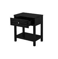 Slickblue Nightstand with Drawer and Shelf for Stylish Bedroom Storage