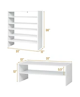Gouun 3 Pieces 31-Inch Stackable Multi-Shape Shoe Rack