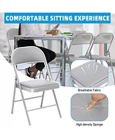 Skonyon Outdoor/Indoor Grey Vinyl Padded Folding Dining Chair (Set of 4)