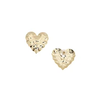 Dented Textured Heart Stud Earrings