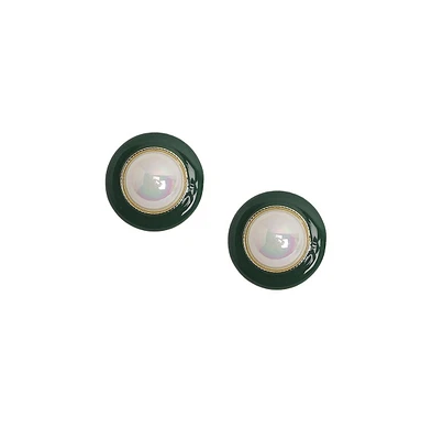 Sohi Enamel Pearl Stud Earrings