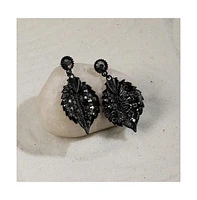 Embellished Leaf Drop Earrings