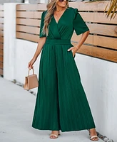 Cupshe Women's V-Neck Emerald Enchantment Jumpsuit