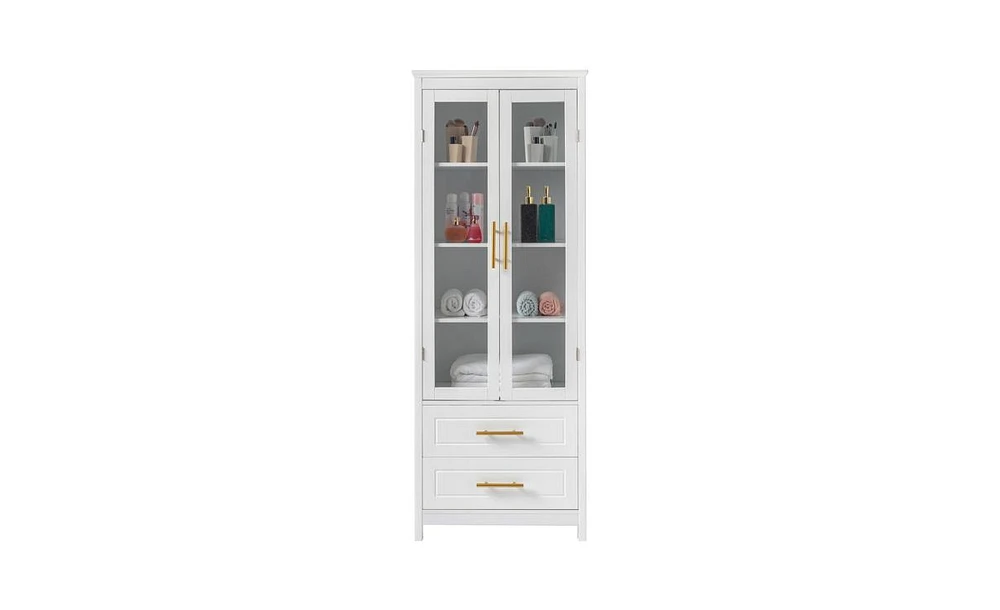 Slickblue Space-Saving 2-Drawer Bathroom Standing Cabinet for Organized Storage