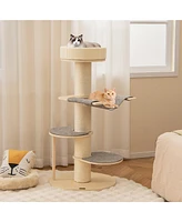 Gymax 47'' Cat Tree for Indoor Cats w/ Thickened Sisal Scratching Posts 2 Platforms