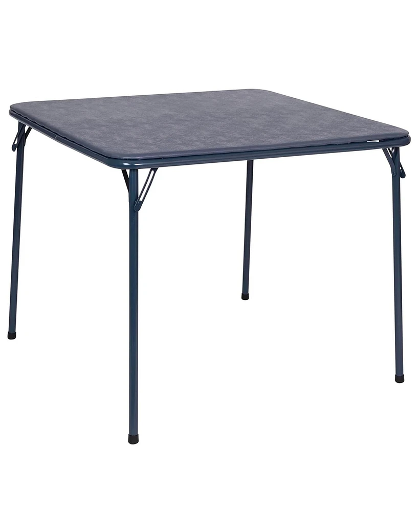 Skonyon Black 34 inch Portable Square Folding Table with Pu Soft Cushion for Living Room, Office, Camping
