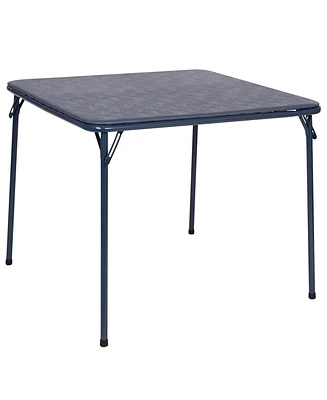 Skonyon Black 34 inch Portable Square Folding Table with Pu Soft Cushion for Living Room, Office, Camping