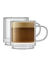 JoyJolt Haven Stackable Double Wall Glass Mugs, Set of 2