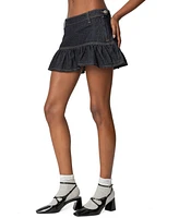 Edikted Women's Katy Flared Denim Mini Skirt