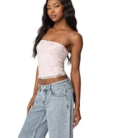 Edikted Womens Allison Lace Tube Top