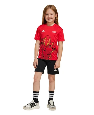 adidas Juniors Marvel Iron-Man Shorts and T-Shirt, 2-Piece Set