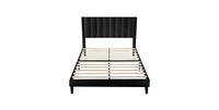 Slickblue Modern Upholstered Platform Bed with Headboard For Bedroom