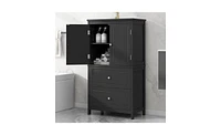 Slickblue Bathroom Storage Cabinet with Two Doors and Drawers for Stylish Organized